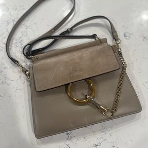 Chloe top handle cross body leather and suede bag